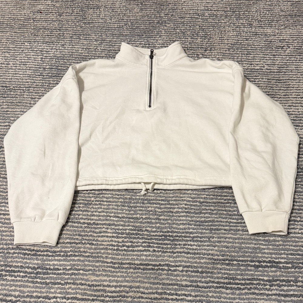 American Eagle Outfitters Cream Quarter-Zip Top